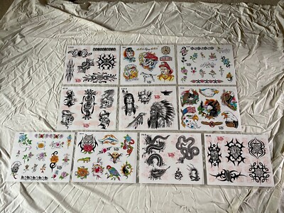 Lot of 10 Vintage Official Tattoo Brand Flash Sheets //T14