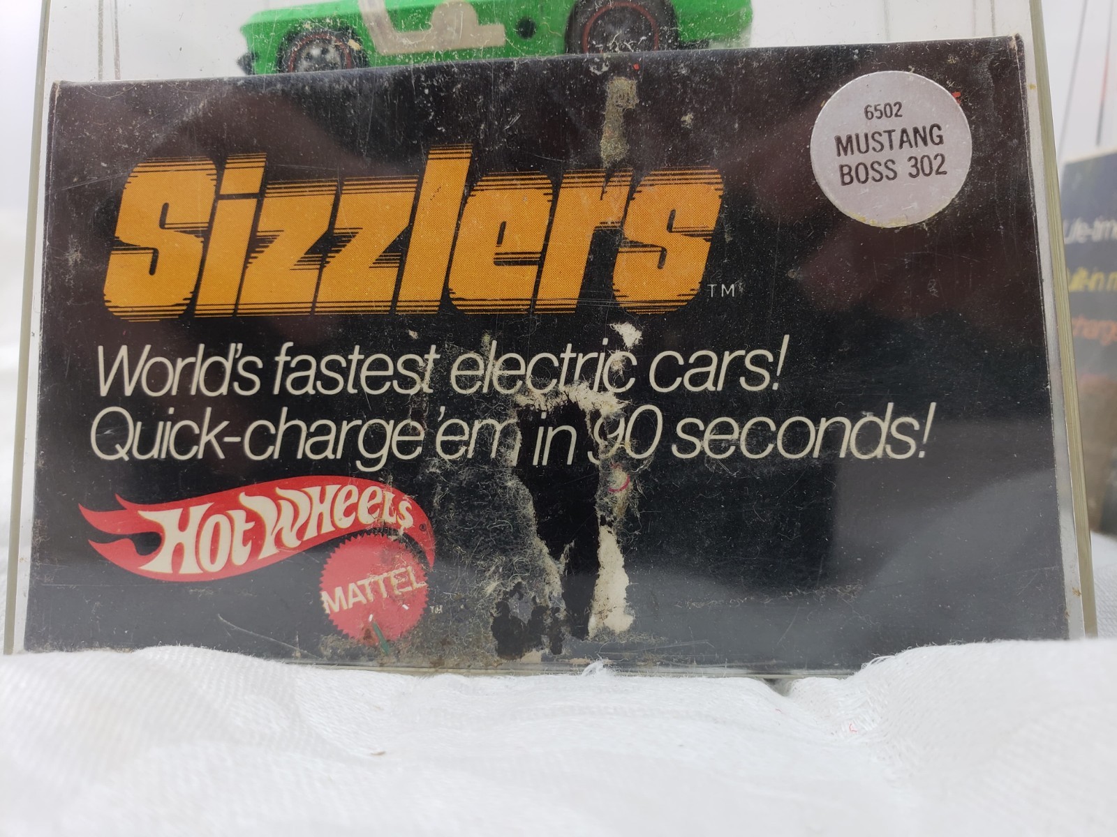 Two Vintage Hot Wheels Sizzlers 1969 Mustangs Red & Green +Original Cases & Pump