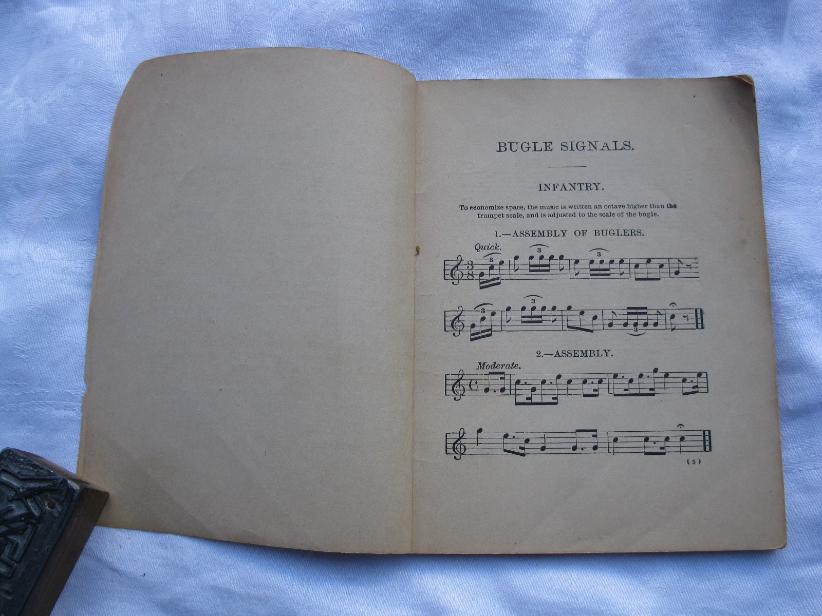 ORIGINAL 1887 BUGLE FIFE DRUM SIGNALS & CALLS (ARMY & MILITIA) *SHIPS FREE 2 US!