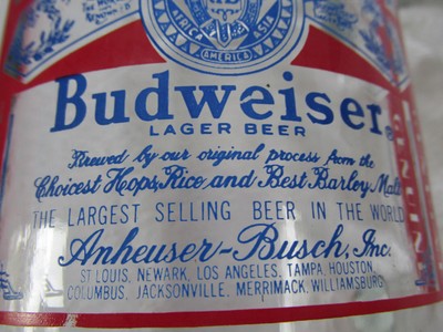 1Ltr. Clear Budweiser Beer Stein