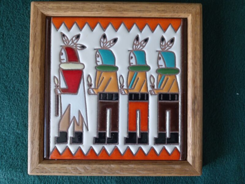 Tecolote of New Mexico-Ceramic Tile-Hand Painted   in Wood Frame