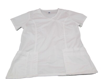NWT Maevn Womens White Uniform Scrub Top Nurse Work Wear Size Medium READ