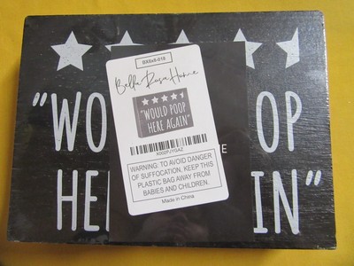Bella Rosa Home Would Poop Here Again Sign, Funny Bathroom Wall Decor