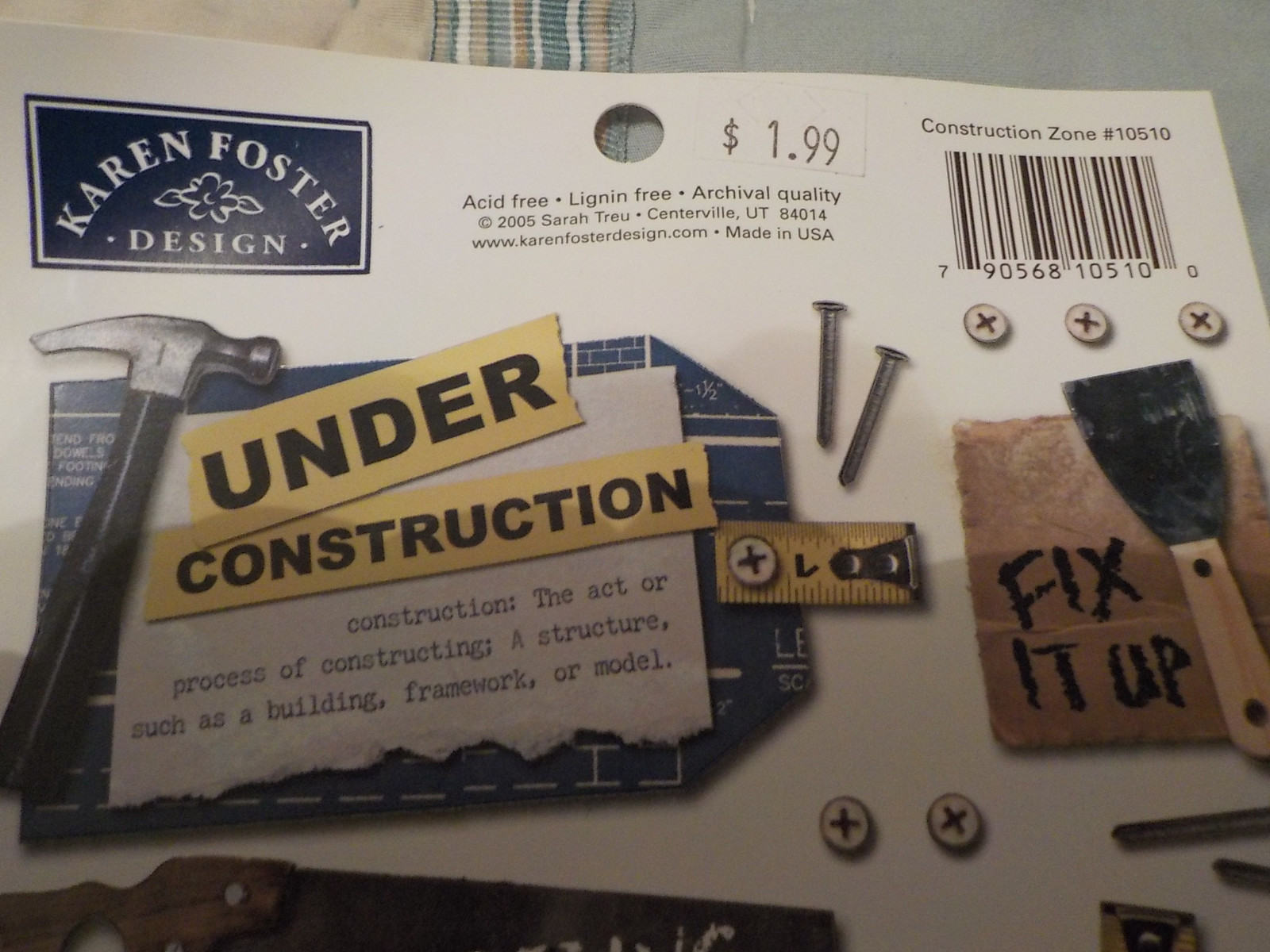 Karen Foster Design Construction Zone Stickers New One Sheet Archival Quality