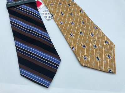 Lot 2 NEW WITH TAGS Perry Ellis Portfolio Mens Neck Ties Striped Patterned NWT