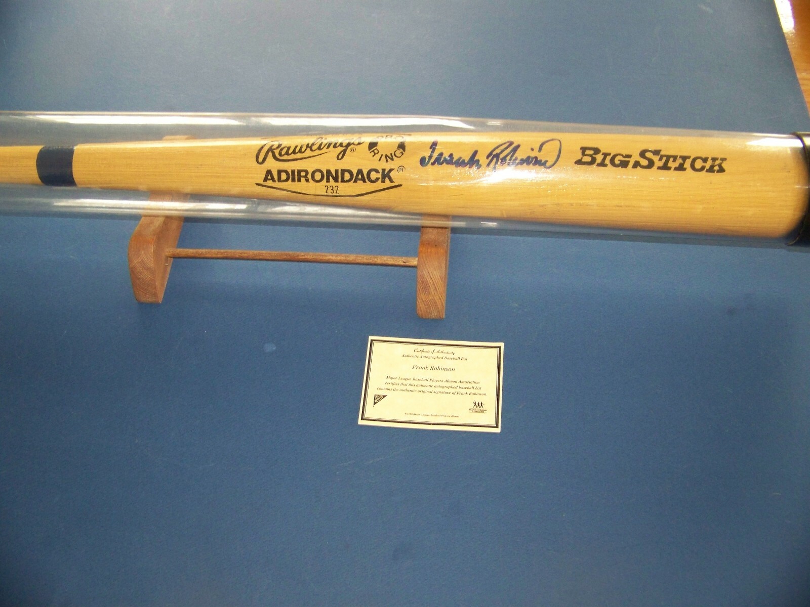 FRANK ROBINSON SIGNED AUTOGRAPHED RAWLINGS BAT REDS/ORIOLES MVP NABISCO COA