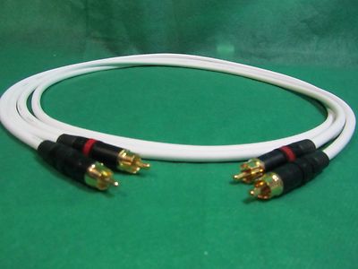 3 Ft Pair Canare L4E6S White Star Quad RCA to RCA HIFI Audio Cable.