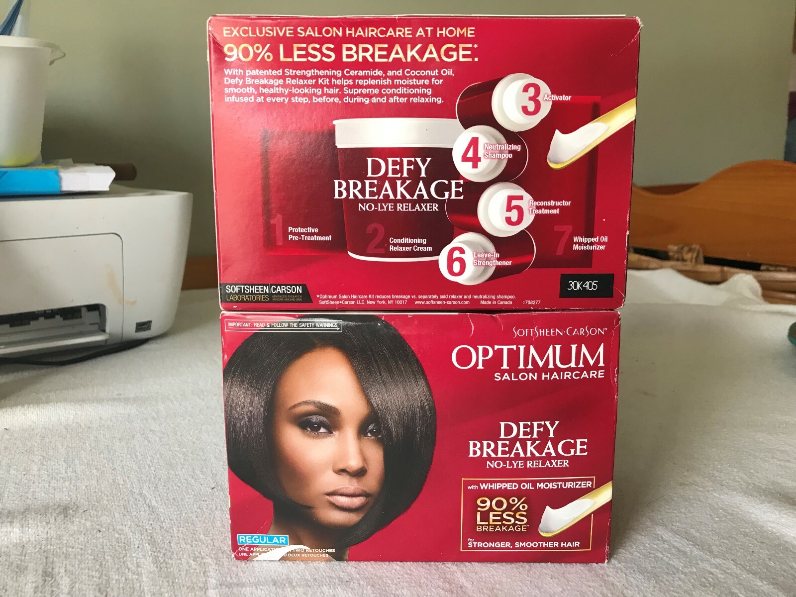 LOT OF 2 SOFTSHEEN CARSON OPTIMUM DEFY BREAKAGE NO LYE RELAXER/REGULAR