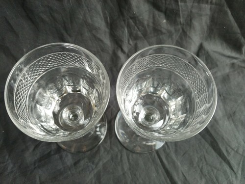 Pair of Contemporary Georgian-Style Cut Crystal Glass Goblets