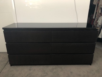 2x Ikea Malm Chest Of 2 Drawers Black Brown Bedside Tables