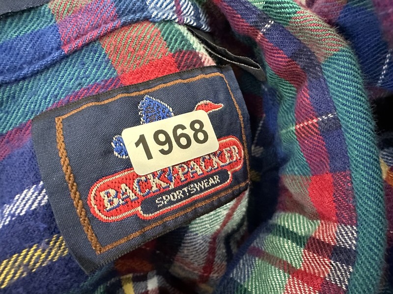 Vintage Backpacker Flannel Shirt Mens XL Blue Plaid Outdoors Grunge Cotton HOLE