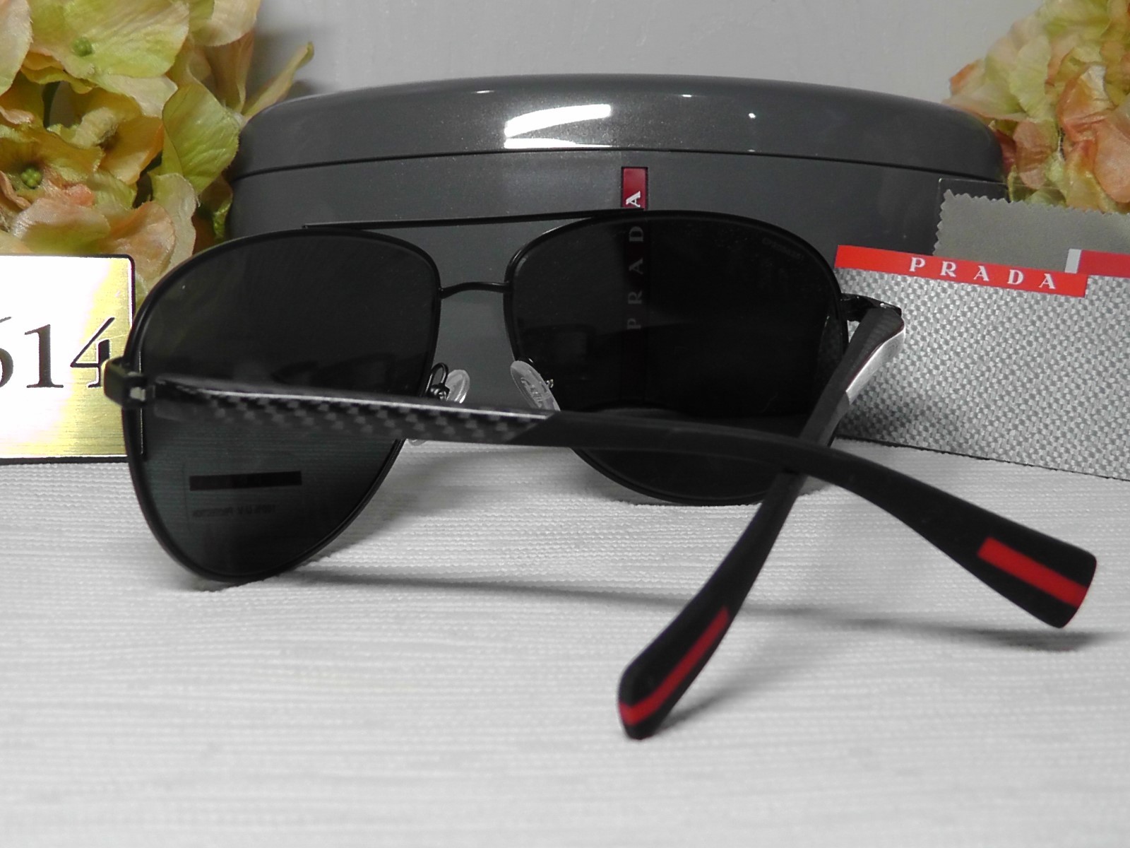 Pre-owned Prada Ps 51os Aviator Black Frame Smoke Lens Sunglasses 62 14 135italynib In Gray