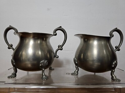 VINTAGE PEWTER CREAM & SUGAR ST ( EMPIRE PEWTER )