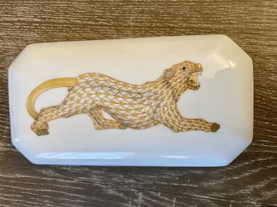 Herend  24k Gold Fishnet Cougar Box RARE