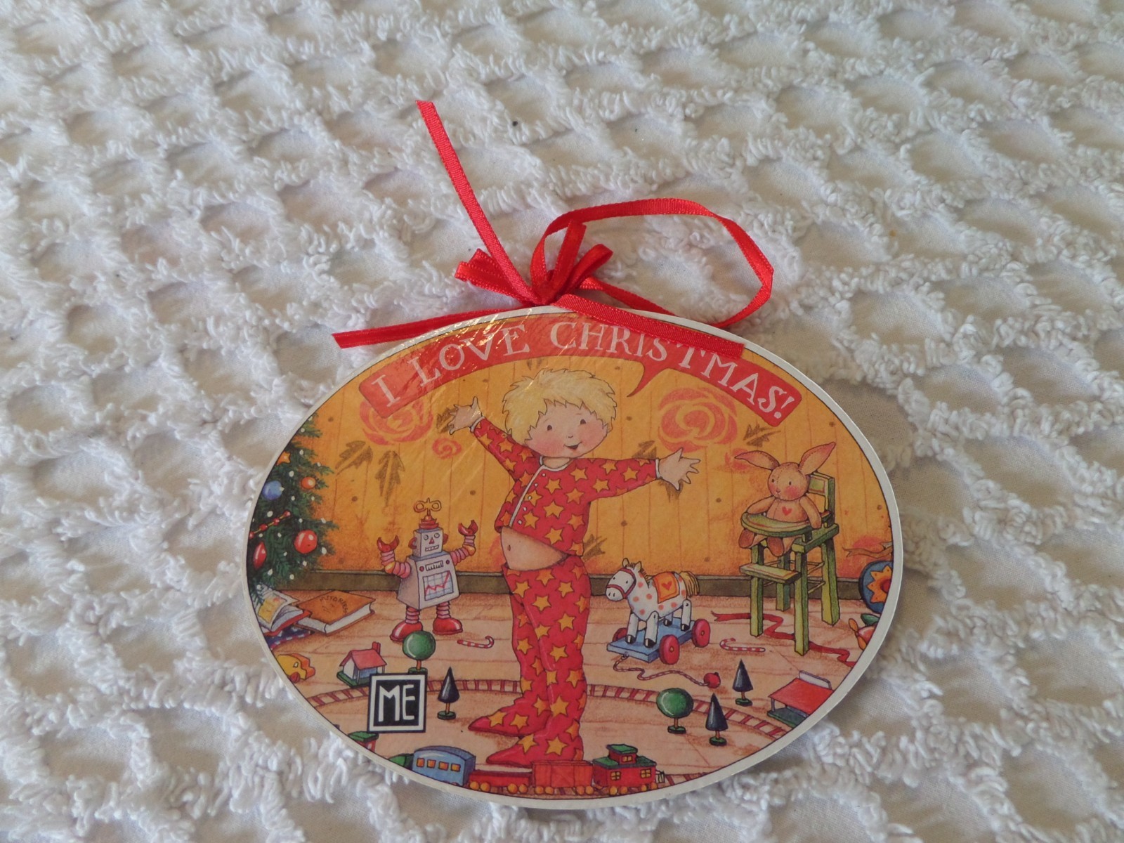Mary Engelbreight I love Christmas Ornament balsa wood double sided