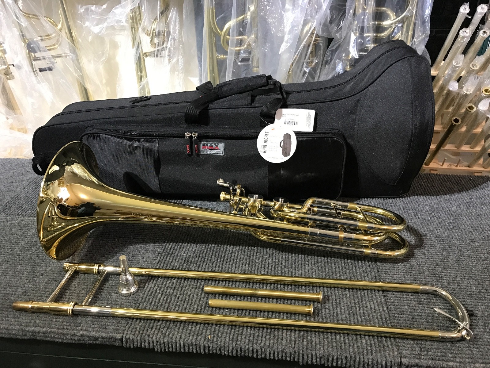 New Maass Bass Trombone Bb/F/Gb/D Independent Rotors in new Pro Tec MX309CT Case