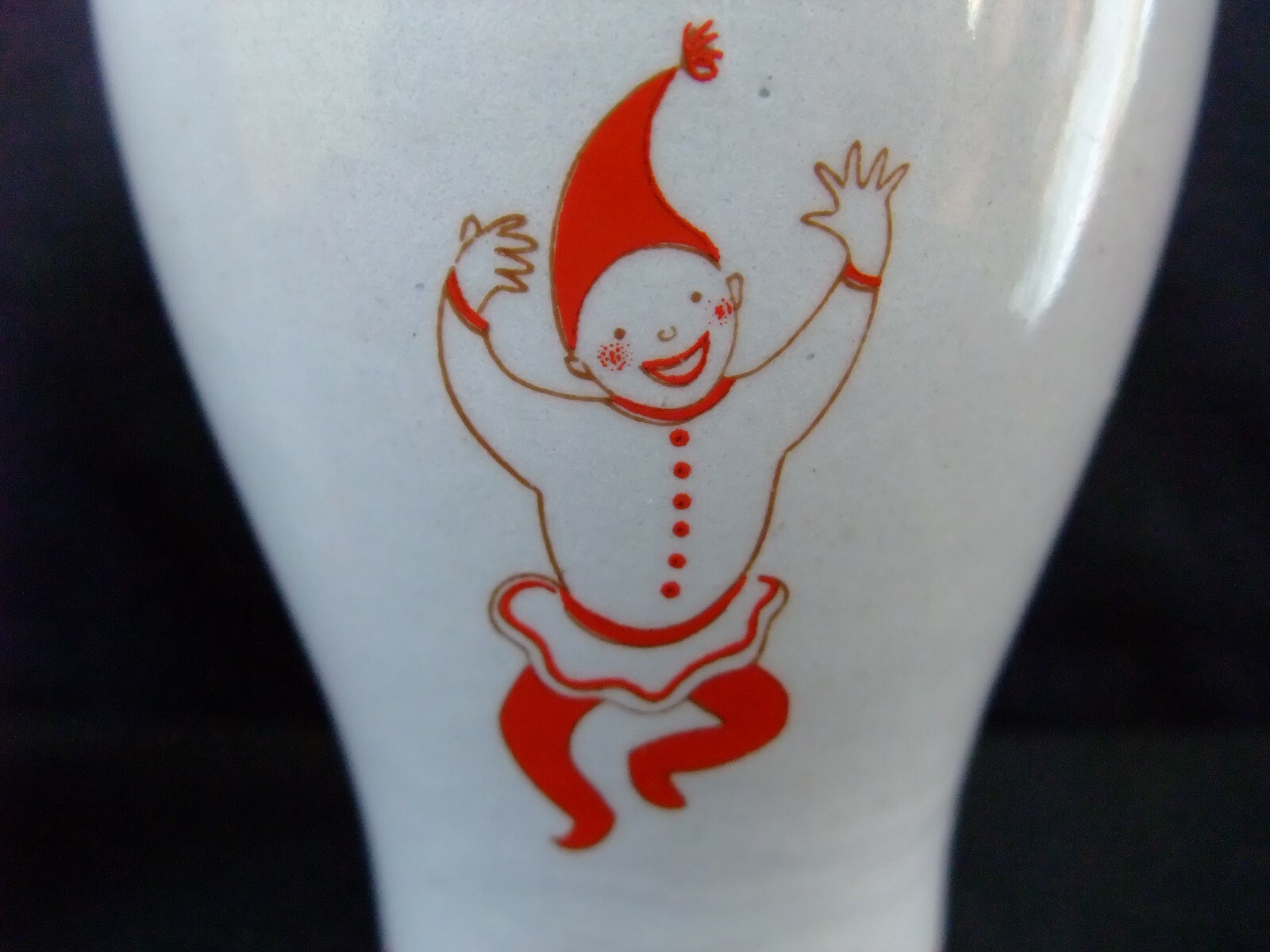 2- Pair- Hard to Find Arabia Finland Jester Tumbler Clown Cup - Glass--signed on