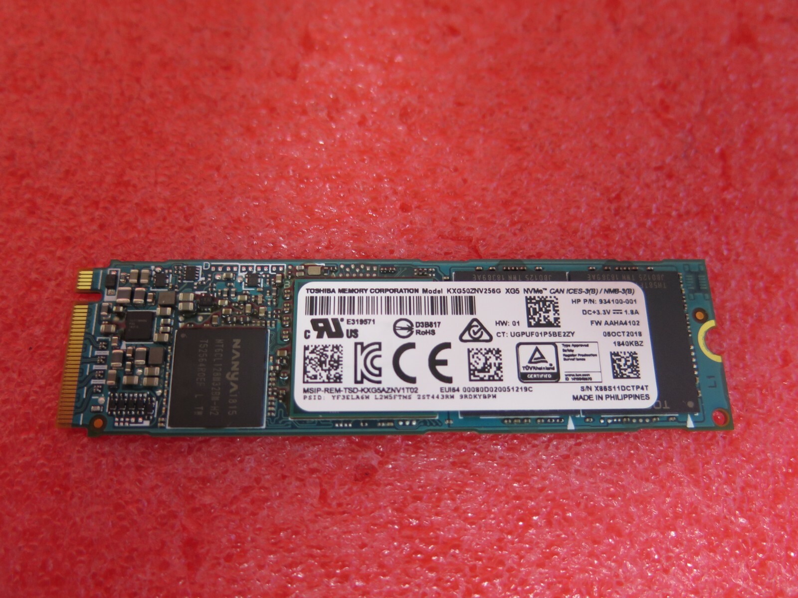 HP Toshiba XG5 256GB M.2 PCIe NVMe Solid State Drive SSD