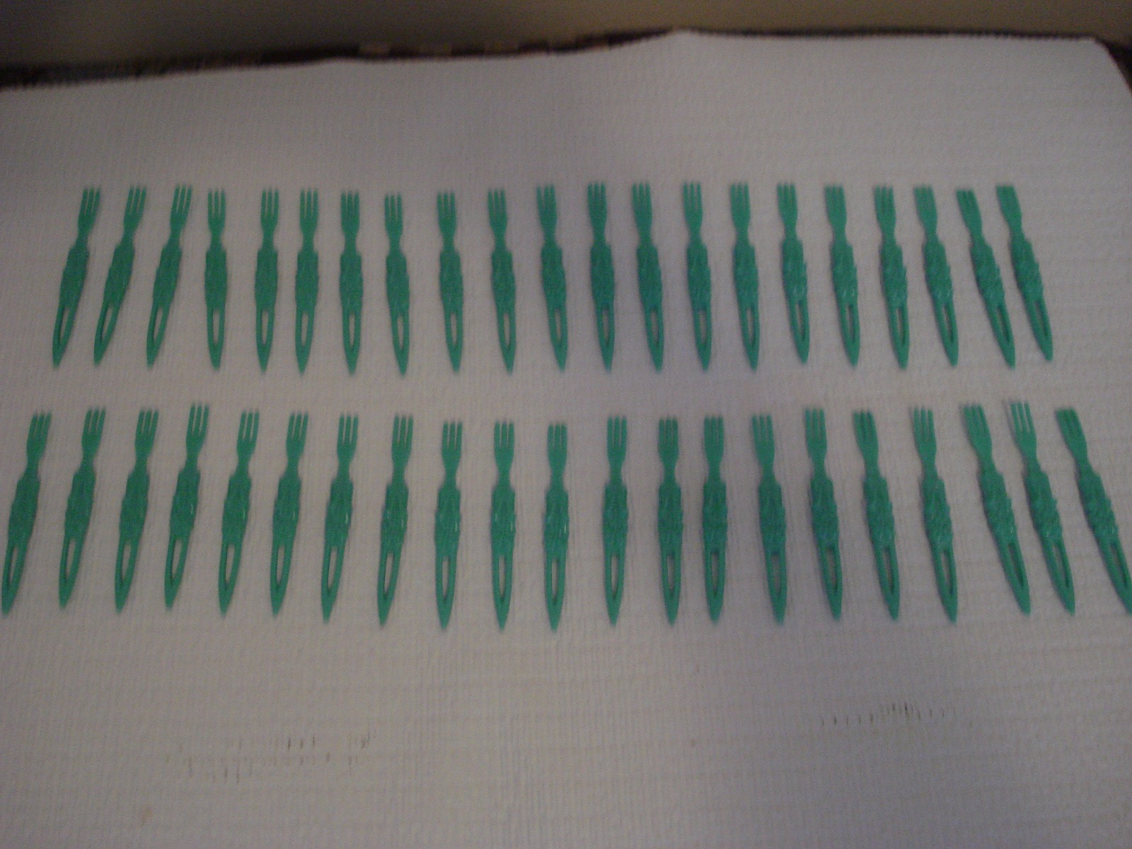 Vintage Appetizer Horderves Plastic Forks Mint Green Set of 42