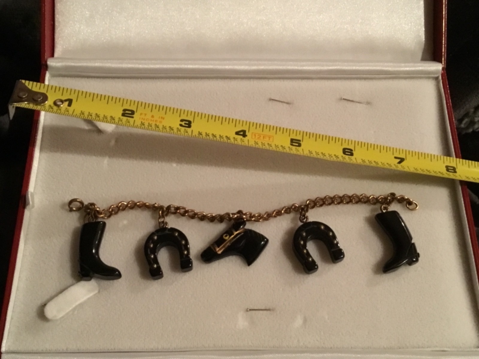 Vintage Bakelite Horse charm bracelet Equestrian rare Black