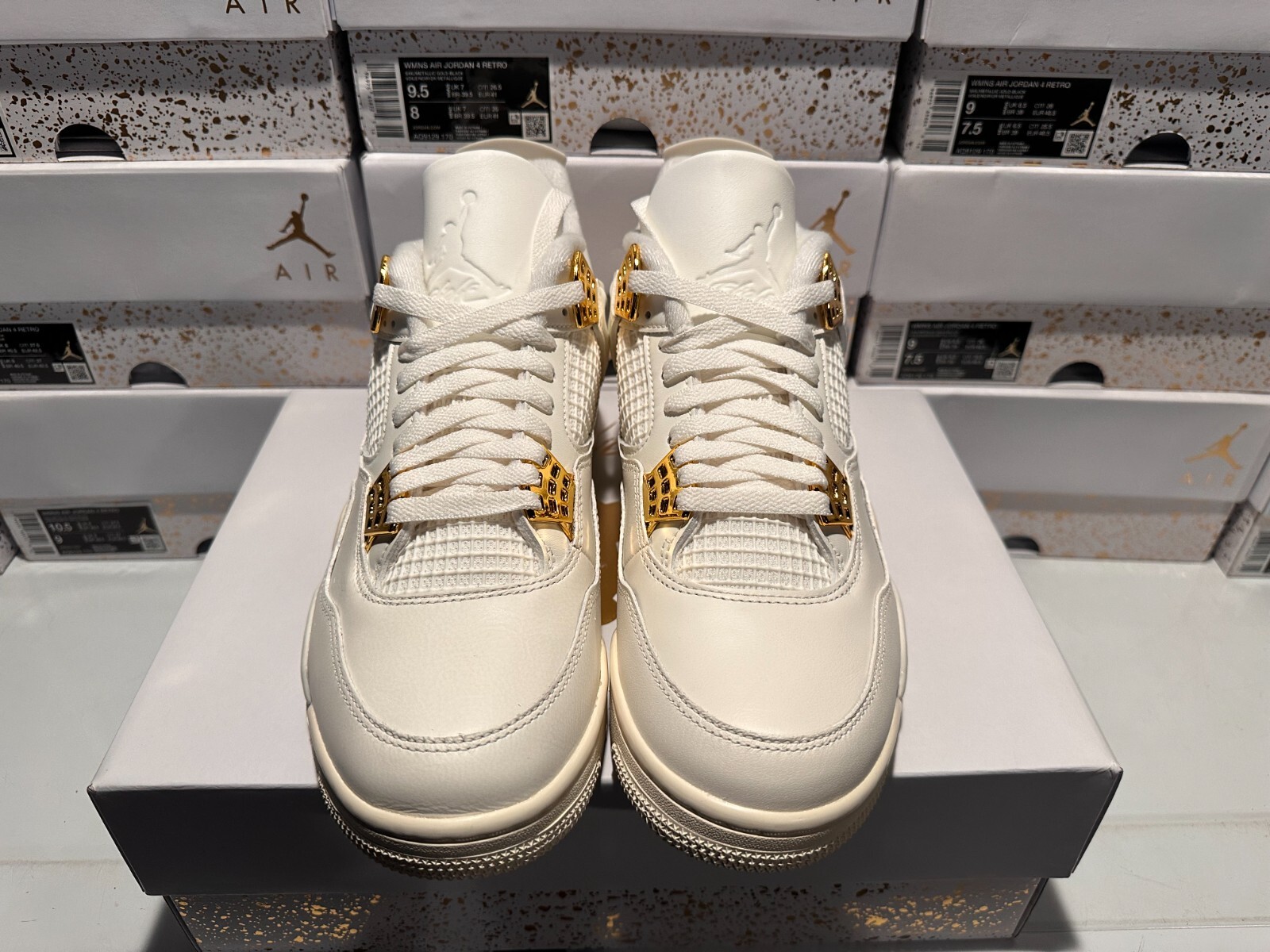 Pre-owned Jordan Air  4 Retro White Metallic Gold Aq9129-170 Women Sizes 8.5w-12w (in Hand)