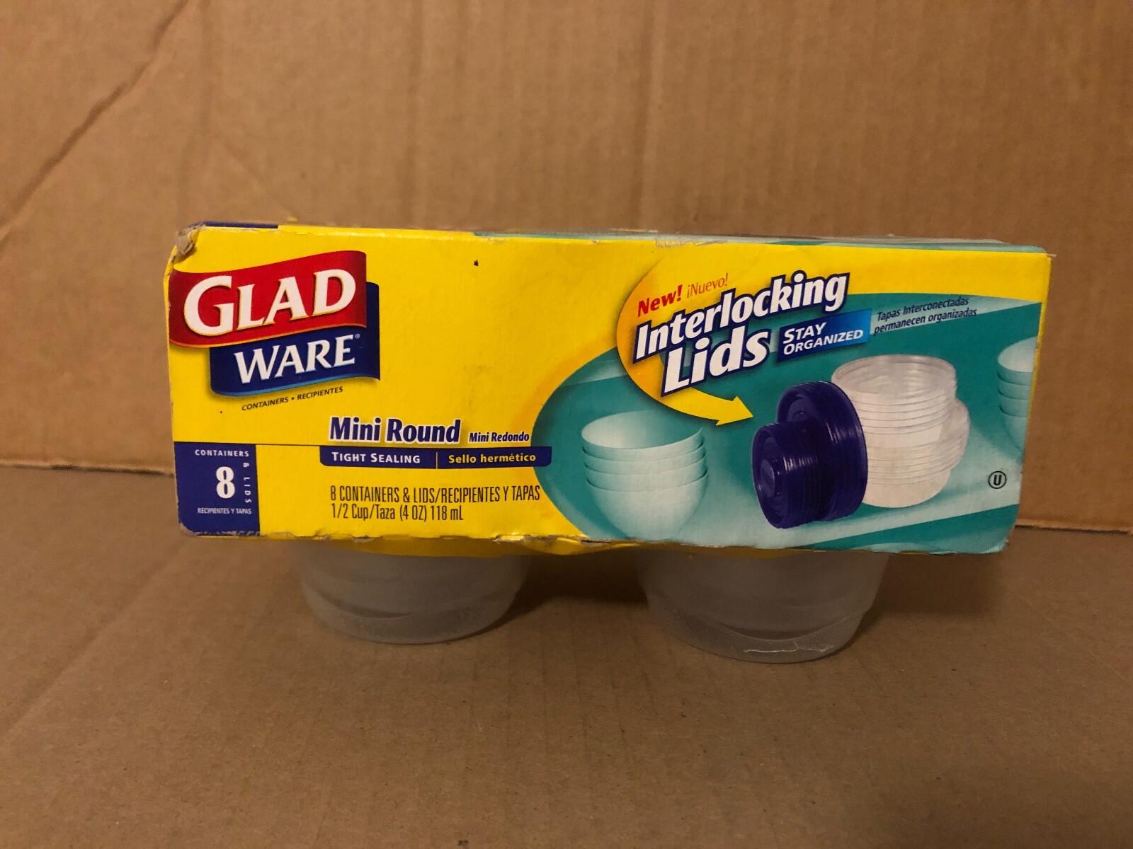 Gladware Mini Round Container Set (8), Interlocking Lids, New, 7/8 Read