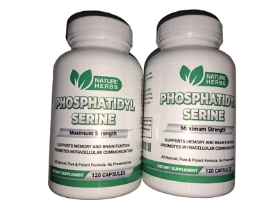 2 Bottles Phosphatidyl Serine 300mg 120 Capsules Each Exp 6/2025 Nature Herbs 