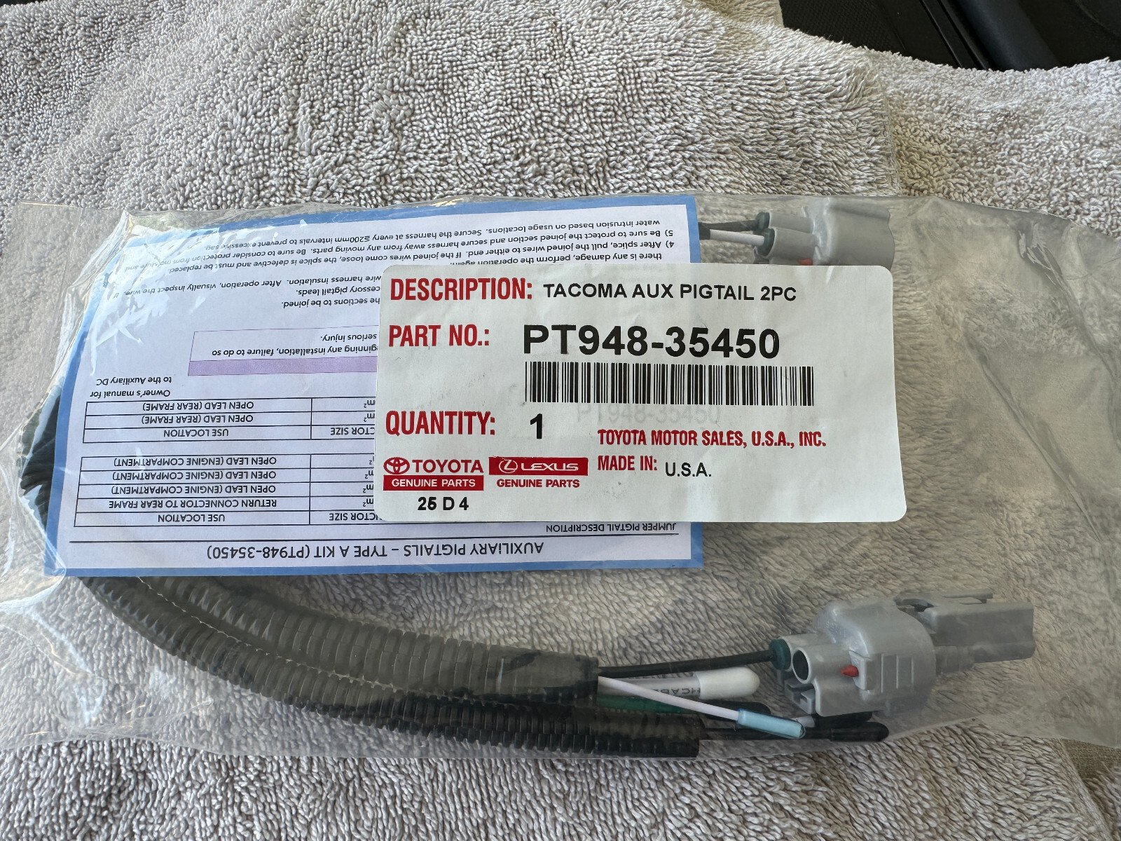 トップス AMERI pt501-008-005 2024-Present Genuine OEM Toyota Tacoma Wiring Harness PT948