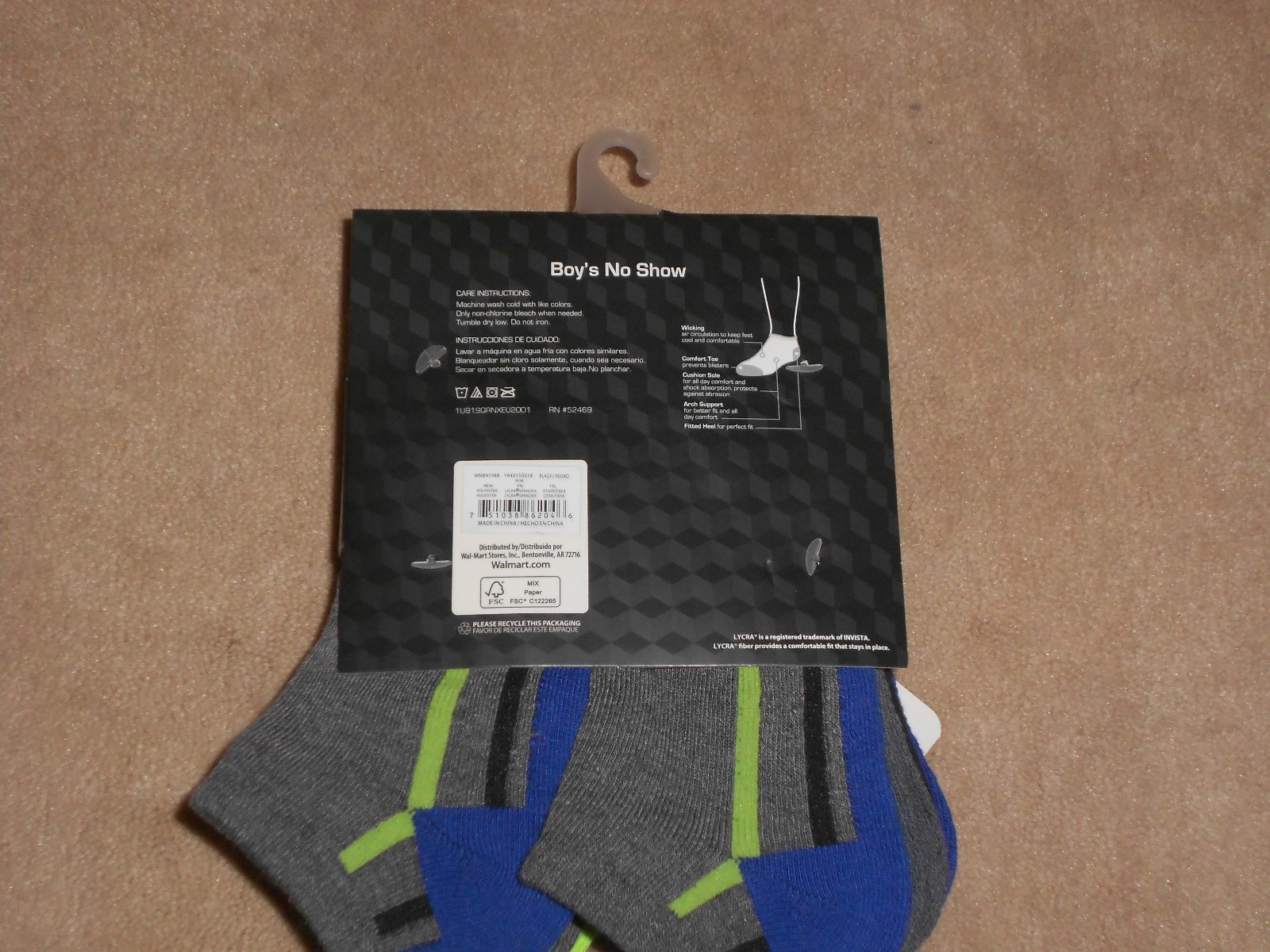 NEW, BOYS NO SHOW SOCKS, PACK OF 7, ATHLETIC WORKS, MEDIUM 9 - 2 1/2