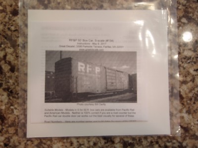 Richmond, Fredericksburg, & Potomac (RF&P) S-scale box car decals