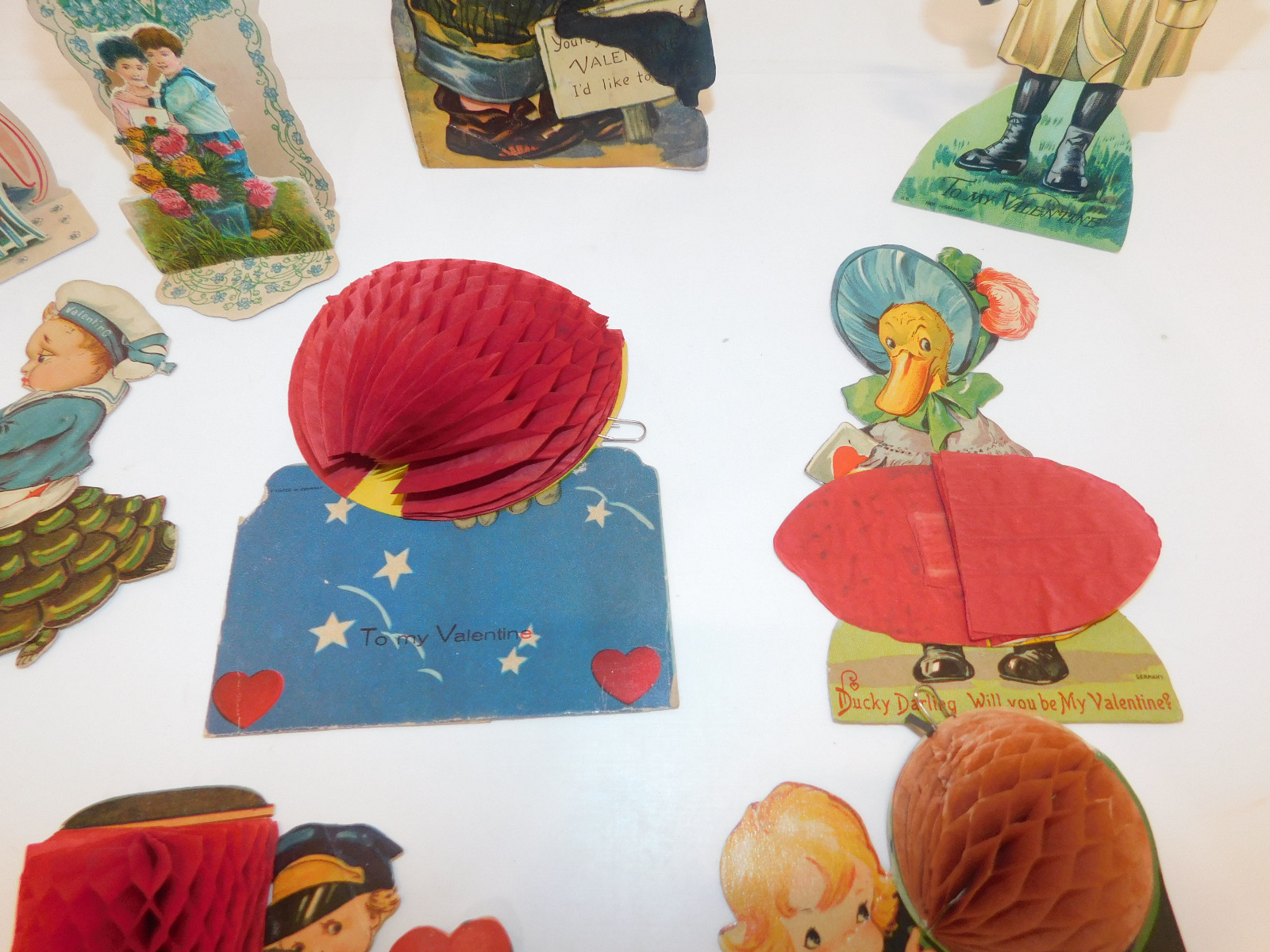 Vintage Very Old Lot 10 Mechanical Valentines Day Cards 20's  30's #3 Honeycombs