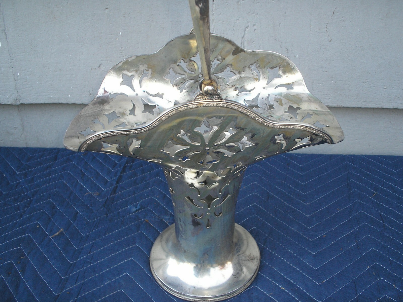 ANTIQUE RETICULATED SILVER PLATED BASKET