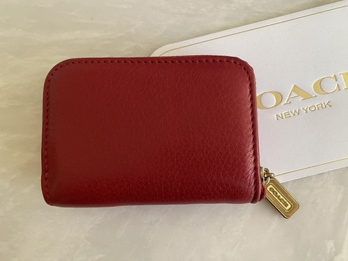 小物 OLD COACH Folding wallet leather red Vintage COACH Red Leather Wallet Silver Snap Buckle Bi-Fold