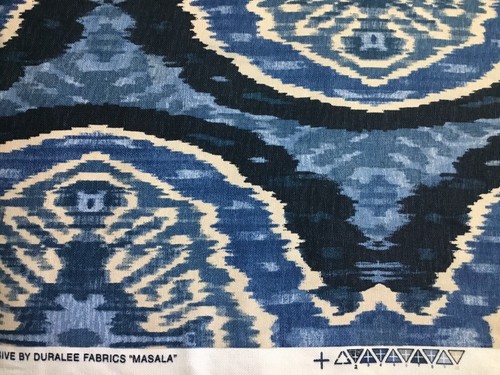 Linen/Cotton Fabric Duralee Masala 72031 146 Denim Blue Medallion 1.75 YDS X 54”