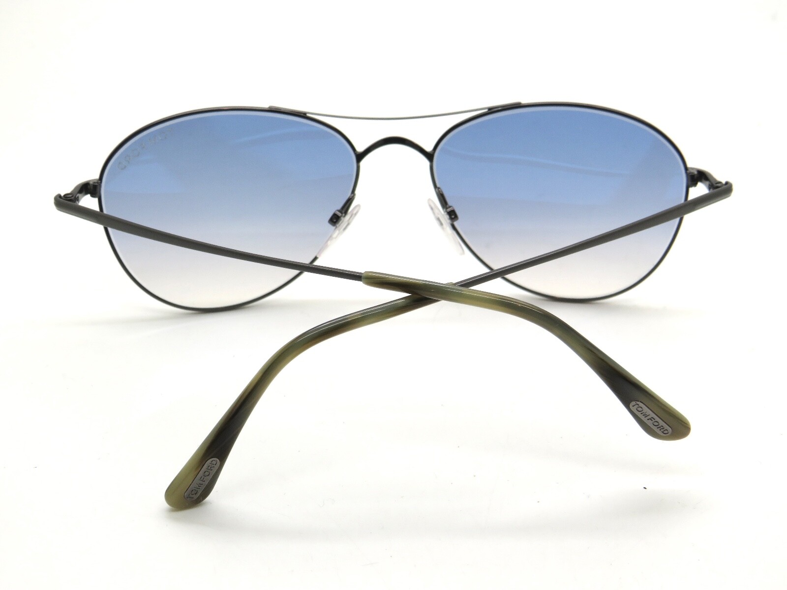 Pre-owned Tom Ford Oliver Ft 0495/s 12w Dark Ruthenium/blue Gradient 56mm Sunglasses