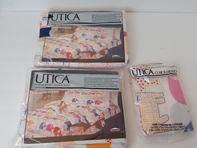 J.P. Stevens Utica Twin Sheets Set & Pillow Case Elephants Walk On The Wild Side