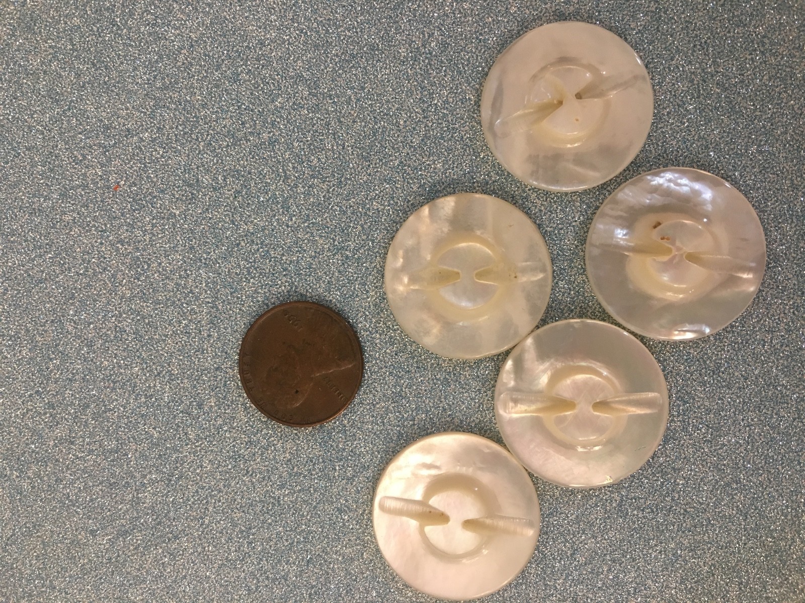 Vintage Mother of Pearl Belt buckle Creamy White Shell brilliant + 5 buttons MOP