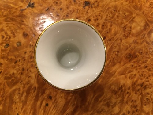 Vintage German Erphila White Miniature Dresden Floral Design Gold Trim Vase