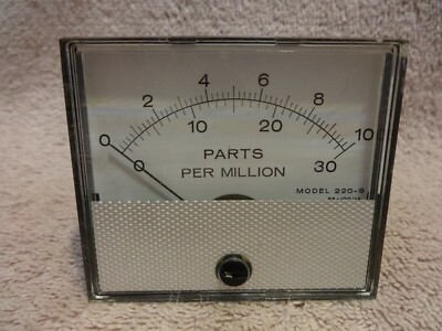 TRIPOLET  MODEL 220-G 0-30 PARTS PER MILLION GAUGE. 2.75 X 2.5 WHITE FACE SQUARE
