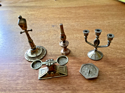 Vintage brass miniatures bundle job lot lamps scales Dolls house