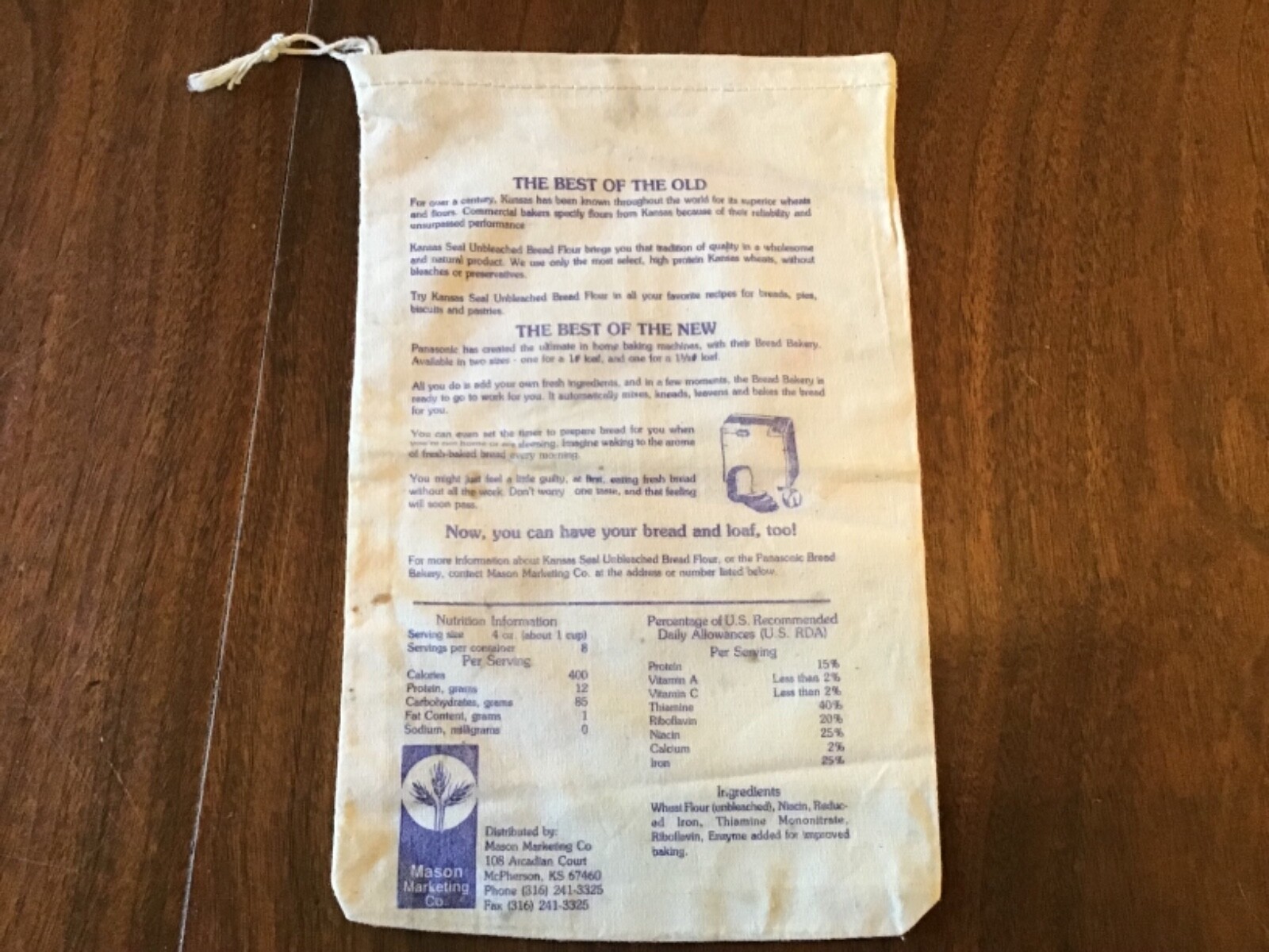 VINTAGE KANSAS SEAL BRAND FLOUR SACK MASON MARKETING CO.