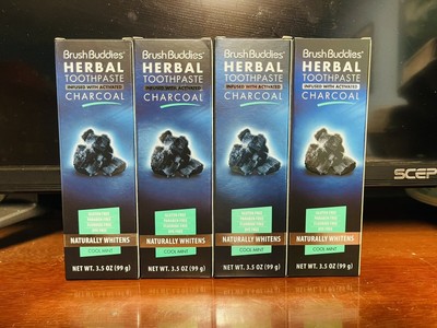 Brush Buddies Herbal Toothpaste Activated Charcoal Cool Mint. Lot of 4. A+Seller