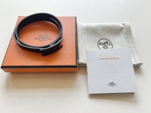 アクセサリー HERMES Api Leather Bracelet Brown Silver Hermès // Brown Barenia & Silver Double Tour Bracelet – VSP