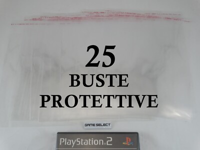 BUSTE PROTETTIVE per VIDEOGIOCHI PLAYSTATION 2 PS2 CONFEZIONE 25 BUSTINE SLEEVES