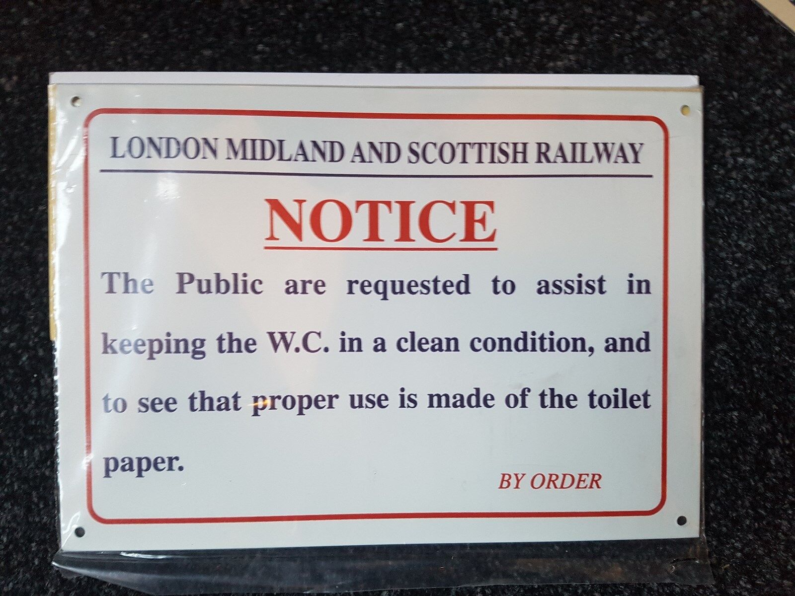 LMS Toilet Washroom  Notice Enamel Metal Sign Railway Sign