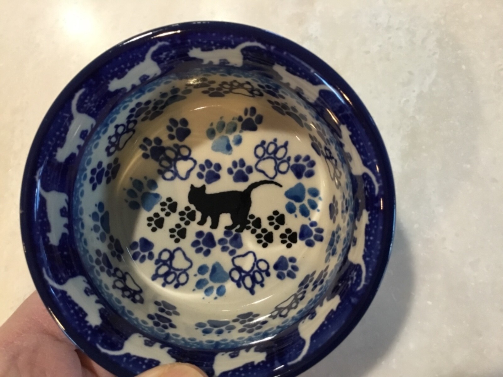 C A POLISH POTTERY 4.75” Ramekin Bowl- Black Cat-New