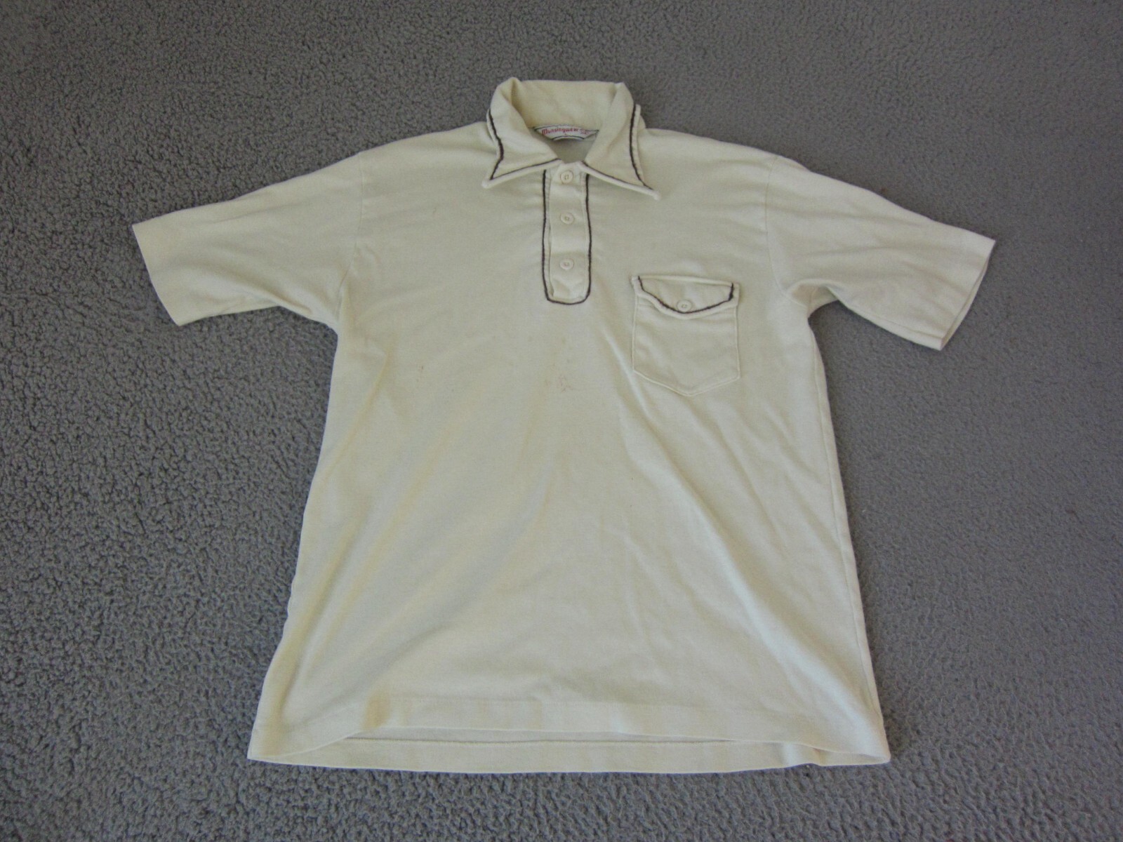 Vintage Penguin Polo Shirt Mens Large Creme Disco Leisure