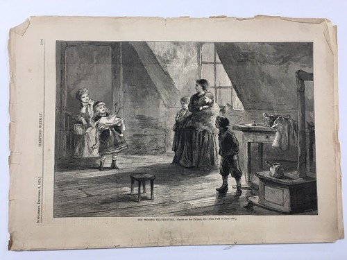 Harpers Weekly Newspaper, magazine cover, Dec 5, 1874, The Widow's Thanksgiving