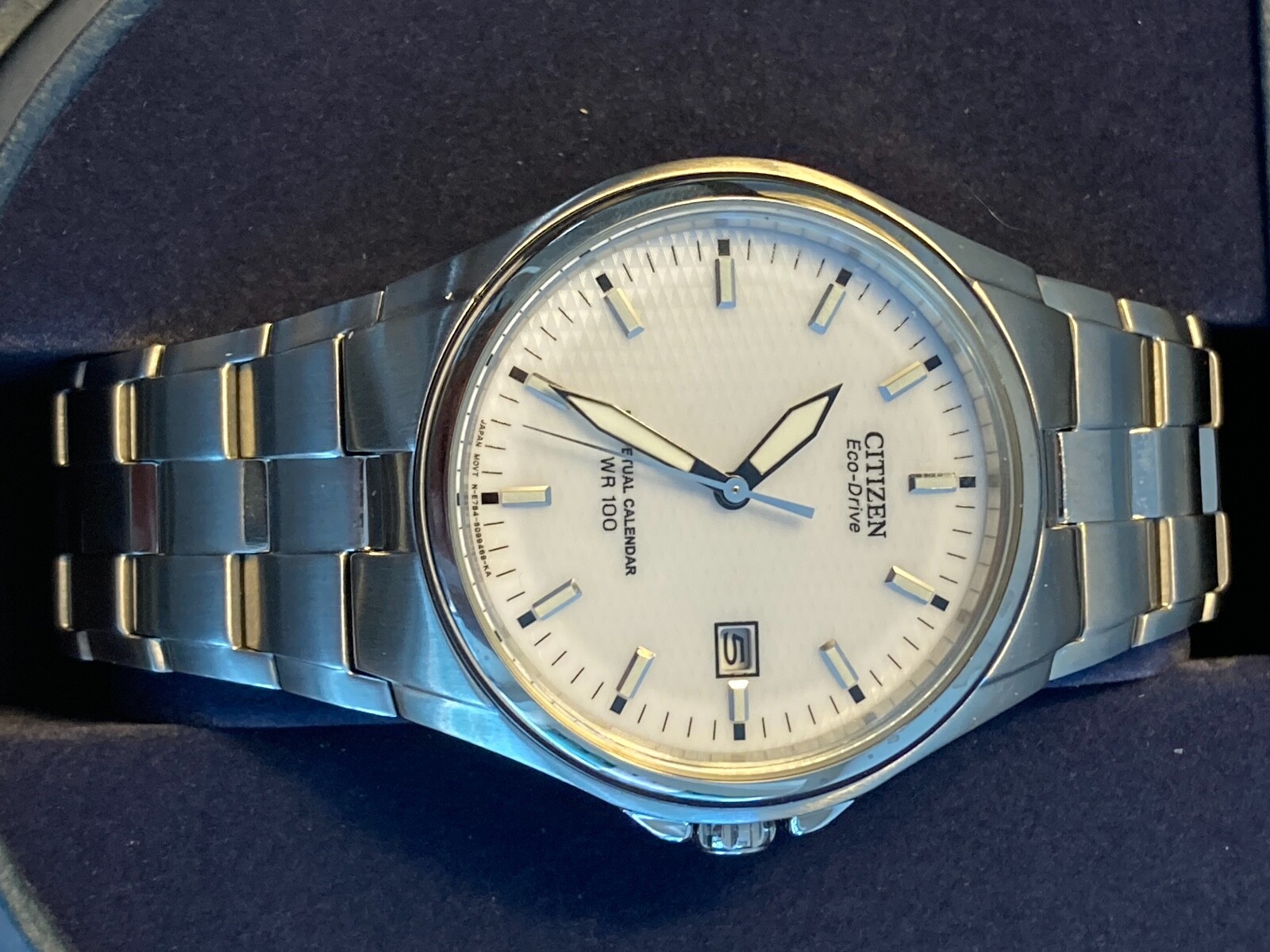 Pre-owned Citizen Eco-drive Men's Wr100 Ss Brac Wh