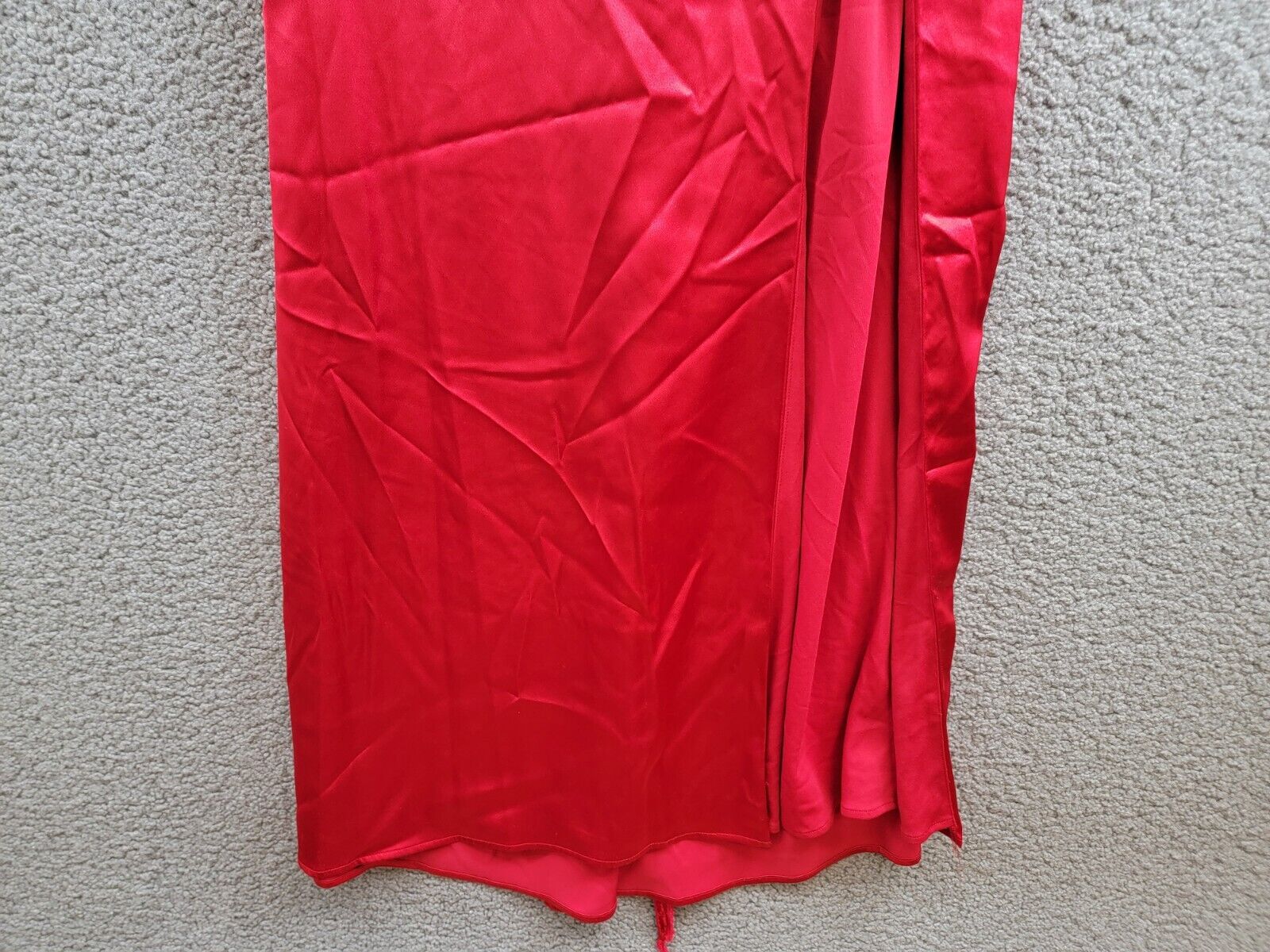 Blondie Nites Draped Lace-Up Satin Gown Juniors' 3 Red Back Lace Zip Closure - Picture 4 of 15